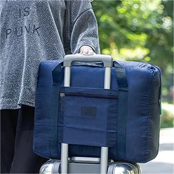 Сгъваема чанта с голям капацитет, найлонова спортна чанта органайзер за дрехи за мъже и жени, пътна чанта за съхранение