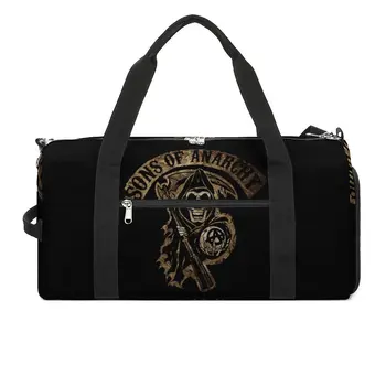 Спортни чанти Sons of Anarchyy, пънк-хаос, синоним на спортни чанти за плуване, големи красиви чанти, мъжки дизайнерски Оксфорд чанта за фитнес
