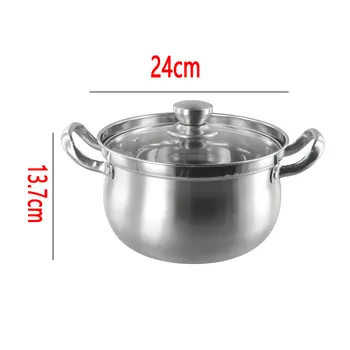 Тенджери за приготвяне на супа, Тиган за печене, Сребро, неръждаема стомана, със стъклен капак, 1 комплект 24x13,7 см, кухненски аксесоари с високо качество