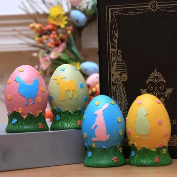 Украса за великденски яйца със собствените си ръце, 4 бр., мини-великденски декорации, ръчно изработени от смола, декорация на великденски яйца с изненада, Цветни Великден, благоприятна за планетата