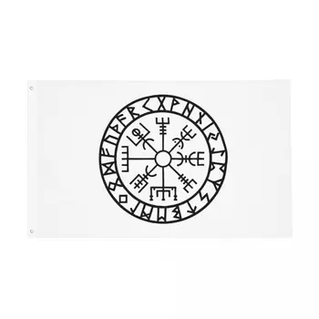 Футарк Руни Навигатор Флаг на Викингите Здрав Открит Банер Във Всяко Време Начална Стая Декор на Стените на Общежитието 90x150 см