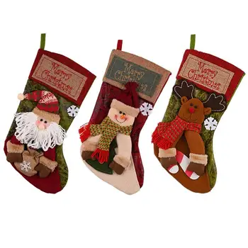 Чорапи Коледни Чорапи Подарък пакет Манто завеси Чорапи Дядо коледа, Снежен човек Лосове Войлочный 3D Коледен Тематичен подарък пакет