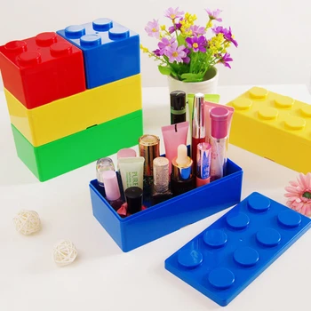 Штабелируемый кутия за съхранение на Candy 4-Color Lego, пластмасова кутия за канцеларски материали, тенис на маса кутия за съхранение на различни неща