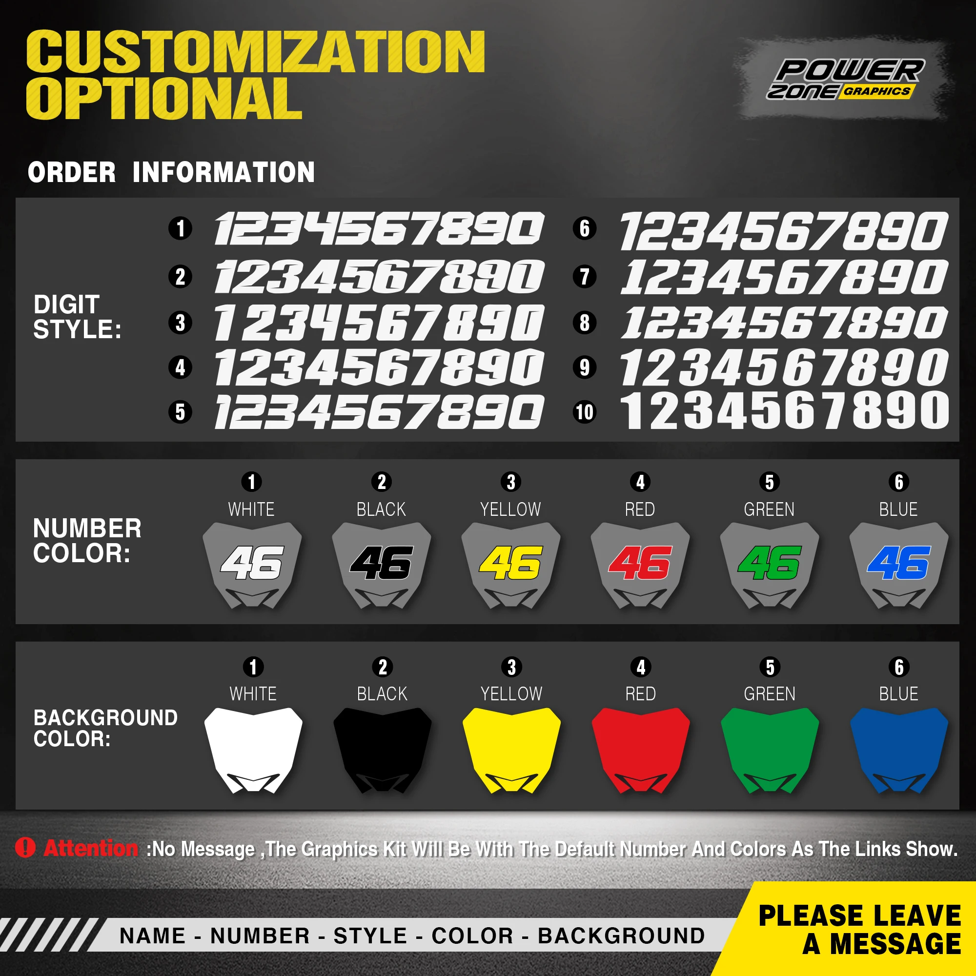 PowerZone Потребителски командни графични етикети за набиране на етикети на 3М за мотоциклети KTM 23-25SXF 24-26 EXC Етикети 008 - 1