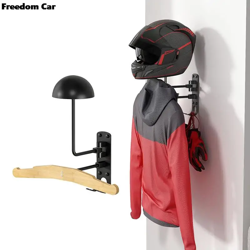 1 бр. Дървена стойка за каски, Монтиране на стена, стойка за мотоциклетни каски, Закачалка за показване на велосипед шлем с куки - 1