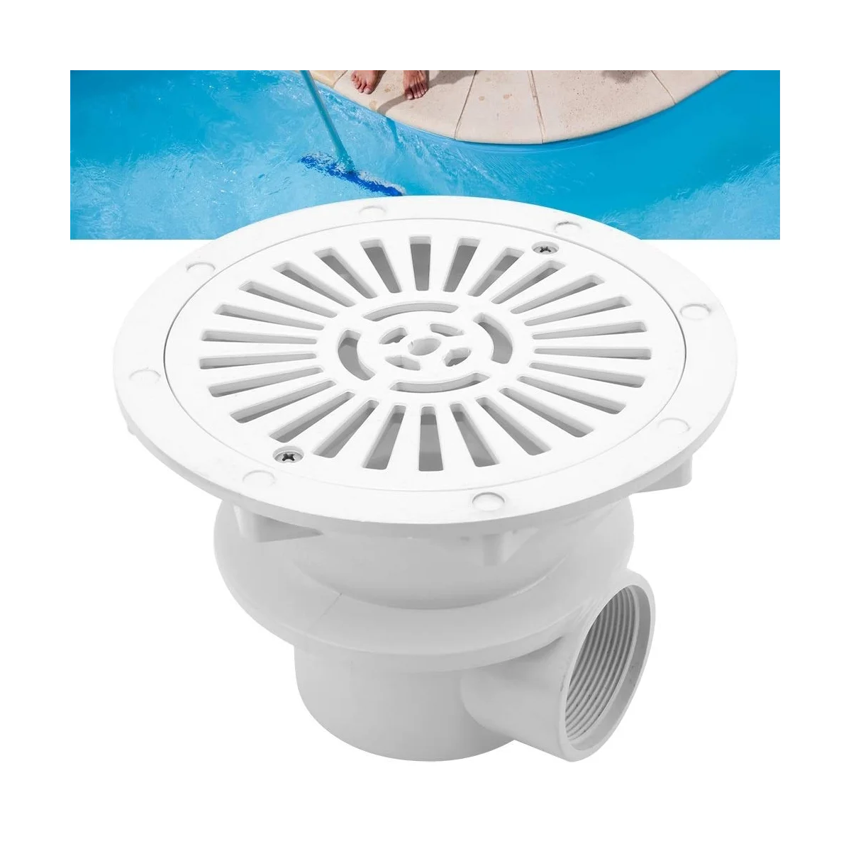 Сливное устройство за пода на басейна, бяло, 2 инча, основното сливное устройство за източване на водата на басейна - 5