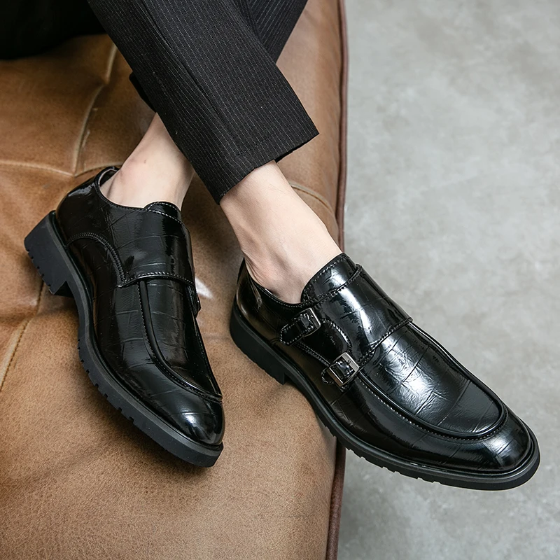 Нова мъжка Луксозна Официалната обувки от Висок клас За Бизнес Срещи, Ежедневни Универсална обувки За Официални Партита, Удобни обувки Lefu с двойни копчета - 1