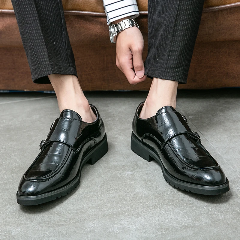 Нова мъжка Луксозна Официалната обувки от Висок клас За Бизнес Срещи, Ежедневни Универсална обувки За Официални Партита, Удобни обувки Lefu с двойни копчета - 2
