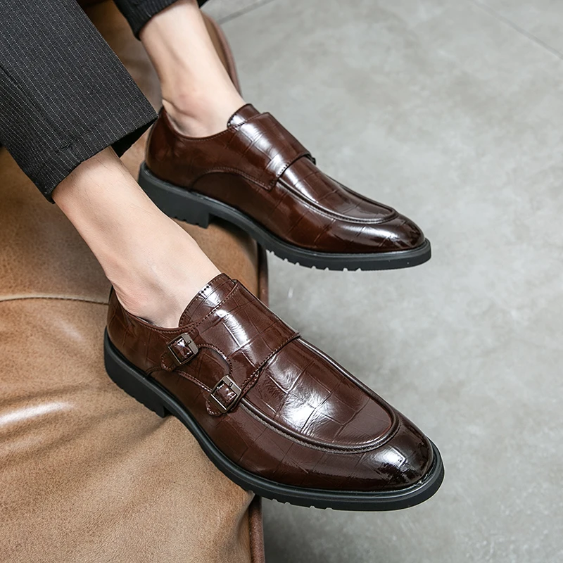 Нова мъжка Луксозна Официалната обувки от Висок клас За Бизнес Срещи, Ежедневни Универсална обувки За Официални Партита, Удобни обувки Lefu с двойни копчета - 4