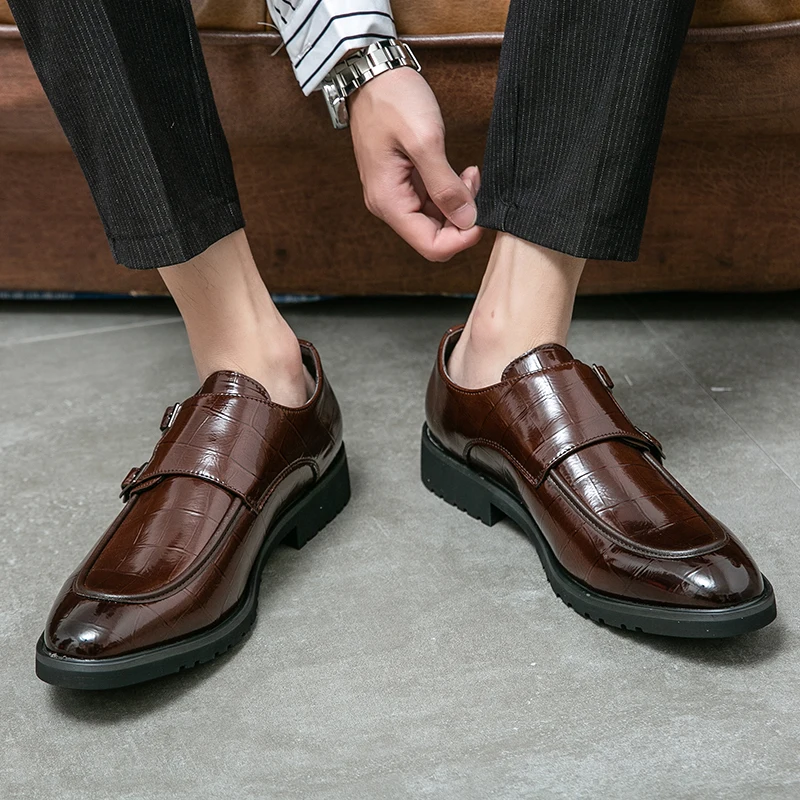 Нова мъжка Луксозна Официалната обувки от Висок клас За Бизнес Срещи, Ежедневни Универсална обувки За Официални Партита, Удобни обувки Lefu с двойни копчета - 5