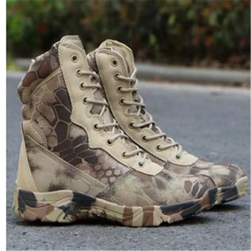 Мъжки Пустинни Тактически Военни обувки, Мъжки Работна Безопасни Обувки, Непромокаеми Армейските обувки със Специално Предназначение, Dr. Ботильоны дантела, Голям Размер - 1