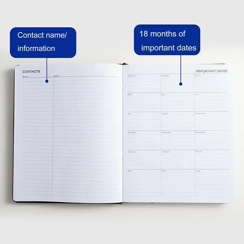 Месечен календар-планер формат А5, записная книжка с седмични срещи, списание тайм-мениджмънт за 18 месеца, канцеларски - 1