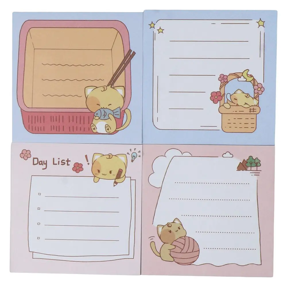Розово сладко забавно самозалепваща хартия за водене на бележки, Син на бележник за водене на записки, Офис стикери за котки - 5