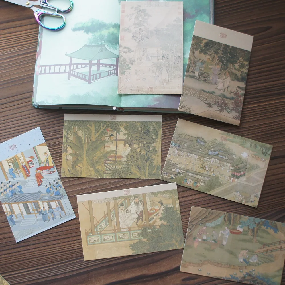 15шт полеви картини на древните благородници В Китай Дизайн като картички Подарък Поздравителна подарък карта Покана за парти Използването на scrapbooking - 1