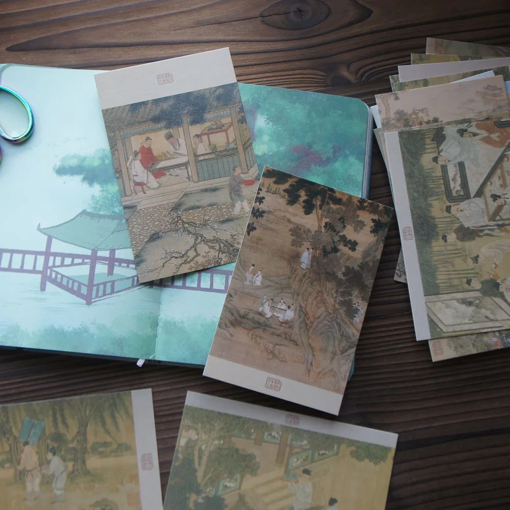 15шт полеви картини на древните благородници В Китай Дизайн като картички Подарък Поздравителна подарък карта Покана за парти Използването на scrapbooking - 3