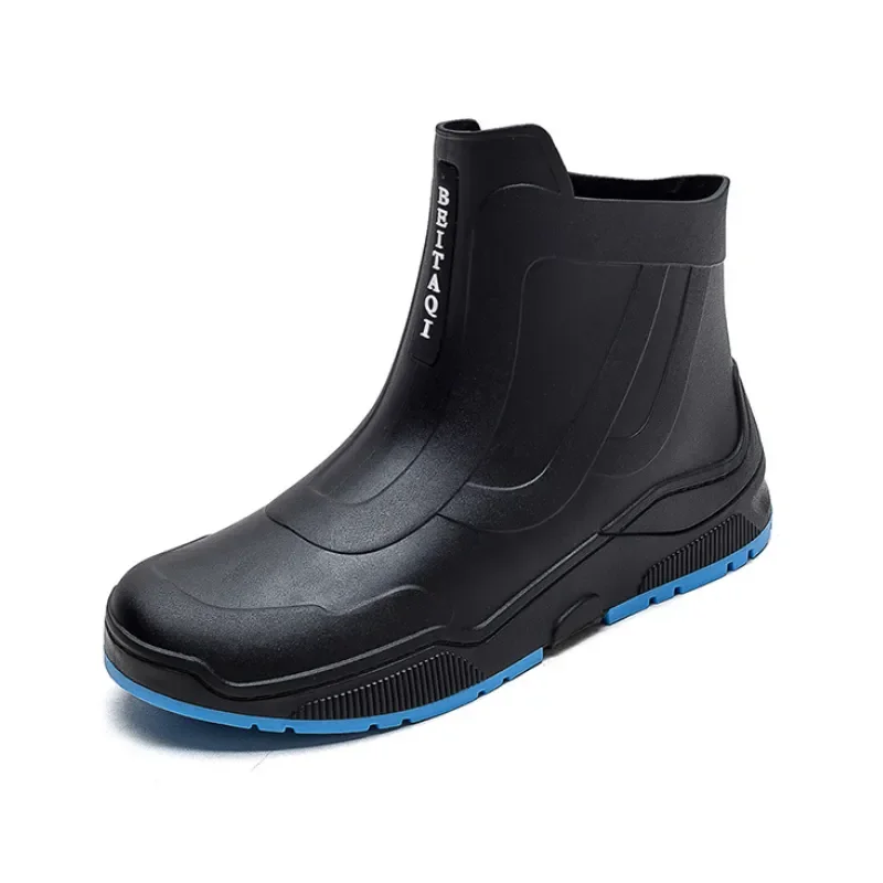 Мъжки гумени обувки, непромокаеми непромокаеми обувки, риболовни калъфи на глезена на крака, гумени обувки, зимата на топло, работна безопасност, устойчива на плъзгане кухненски обувки - 5