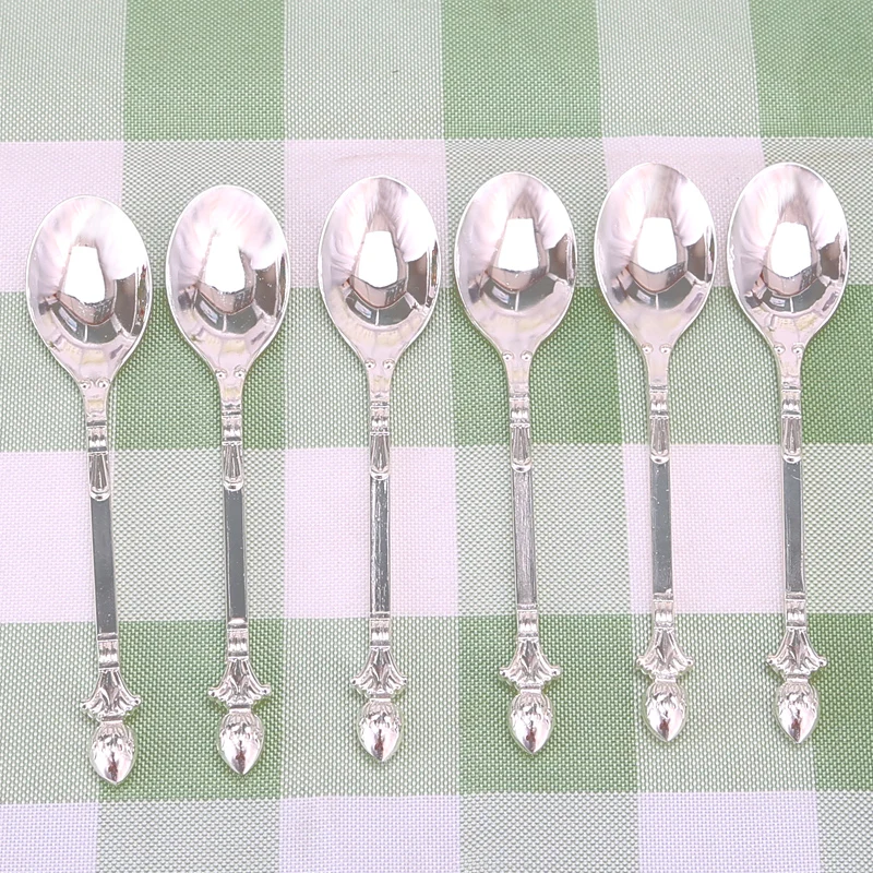 Лека луксозна стойка от сребърни пера лебед набор от съдове и домакински чаена лъжичка десерт посуда кухненски принадлежности украса - 4