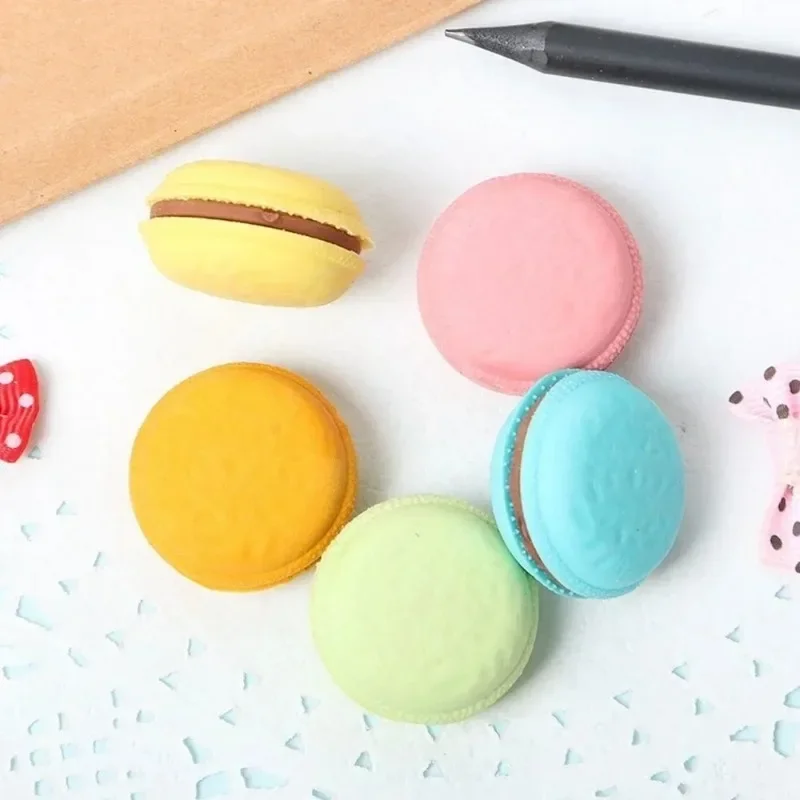 5шт Цветни гумени ластиков за творческа корекция Kawaii Macaron, подарък за момичета, канцеларски материали, Ученически принадлежности, Сладки канцеларски материали - 5