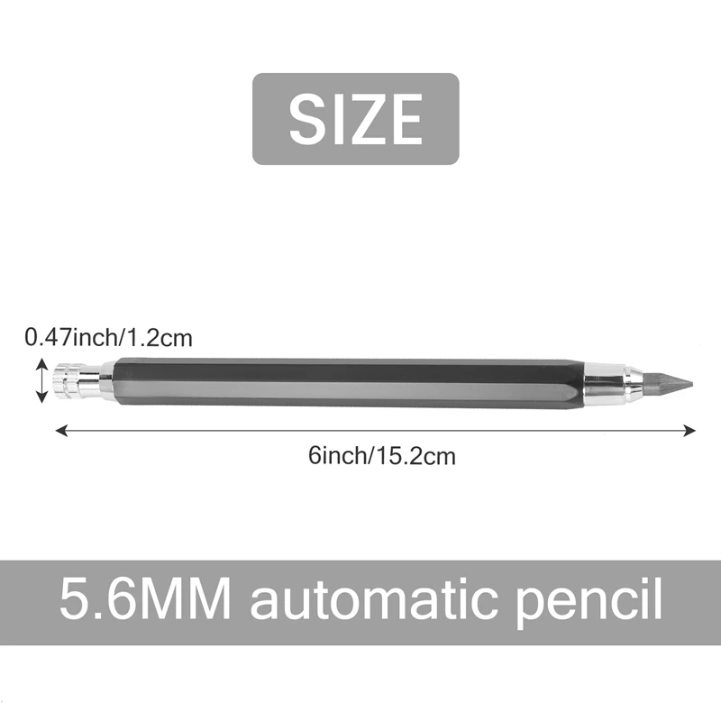2 бр Титуляр за грифелей 5,6 мм Автоматичен механичен молив с острилка ви и въглища грифельной дресинг, 6 бр допълнителни грифельных бензиностанции - 5
