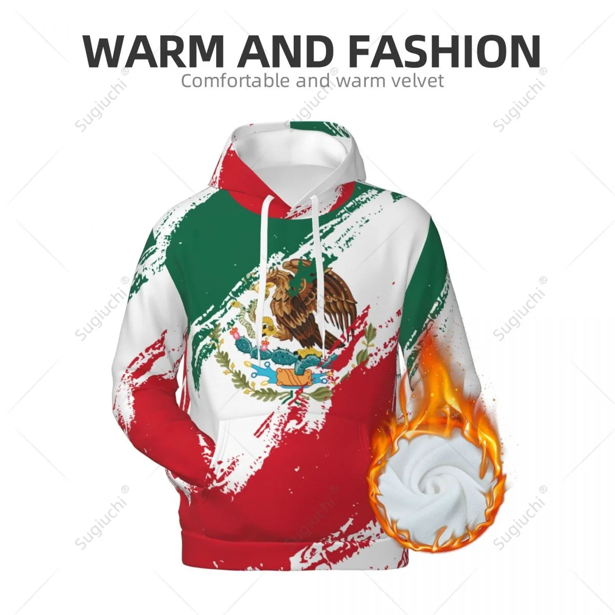 Hoody Унисекс цвета на Знамето на Мексико 3D Мъжки дамски hoody Harajuku, пуловер, качулки от полиестер, всекидневният - 4