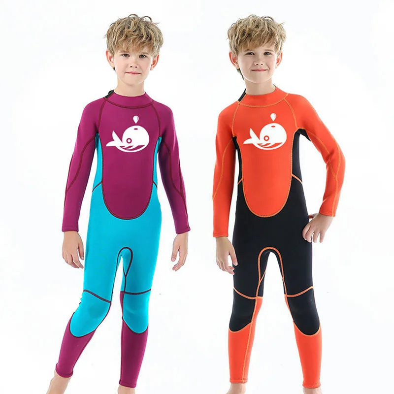 2,5 ММ неопреновый водолазный костюм, детски cartoony цял бански с дълъг ръкав, слънце и топъл костюм за сърф, бански костюми - 0