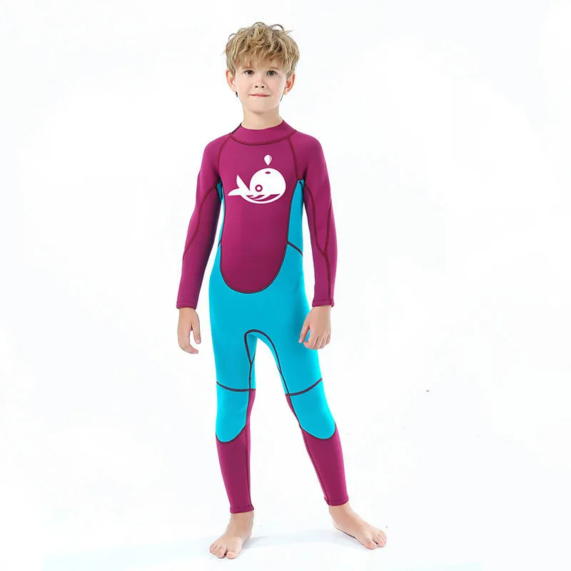 2,5 ММ неопреновый водолазный костюм, детски cartoony цял бански с дълъг ръкав, слънце и топъл костюм за сърф, бански костюми - 5