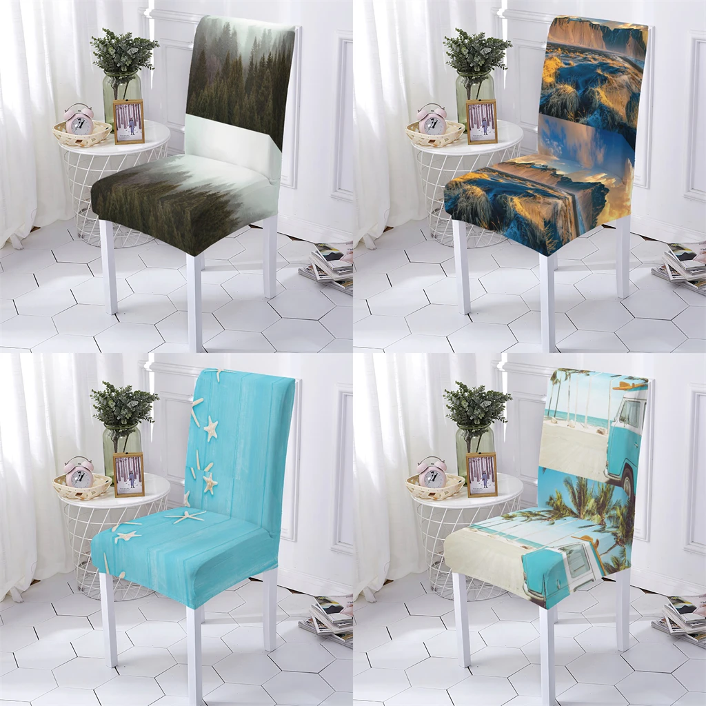 Калъф за стол в растително стил, модерни трапезни капаци за кухненски столове с натурален инфинити модел, защитава от нечистотии, калъф за стол Stuhlbezug - 0