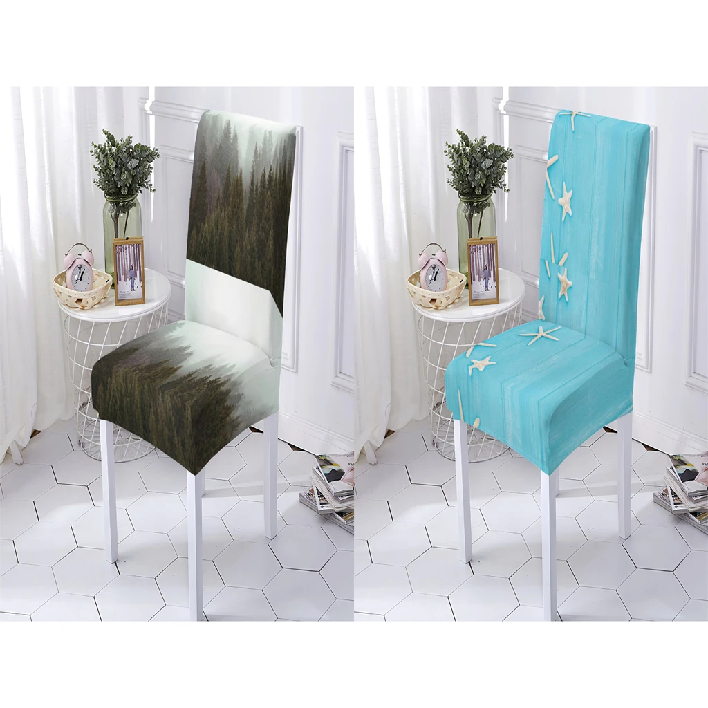 Калъф за стол в растително стил, модерни трапезни капаци за кухненски столове с натурален инфинити модел, защитава от нечистотии, калъф за стол Stuhlbezug - 1