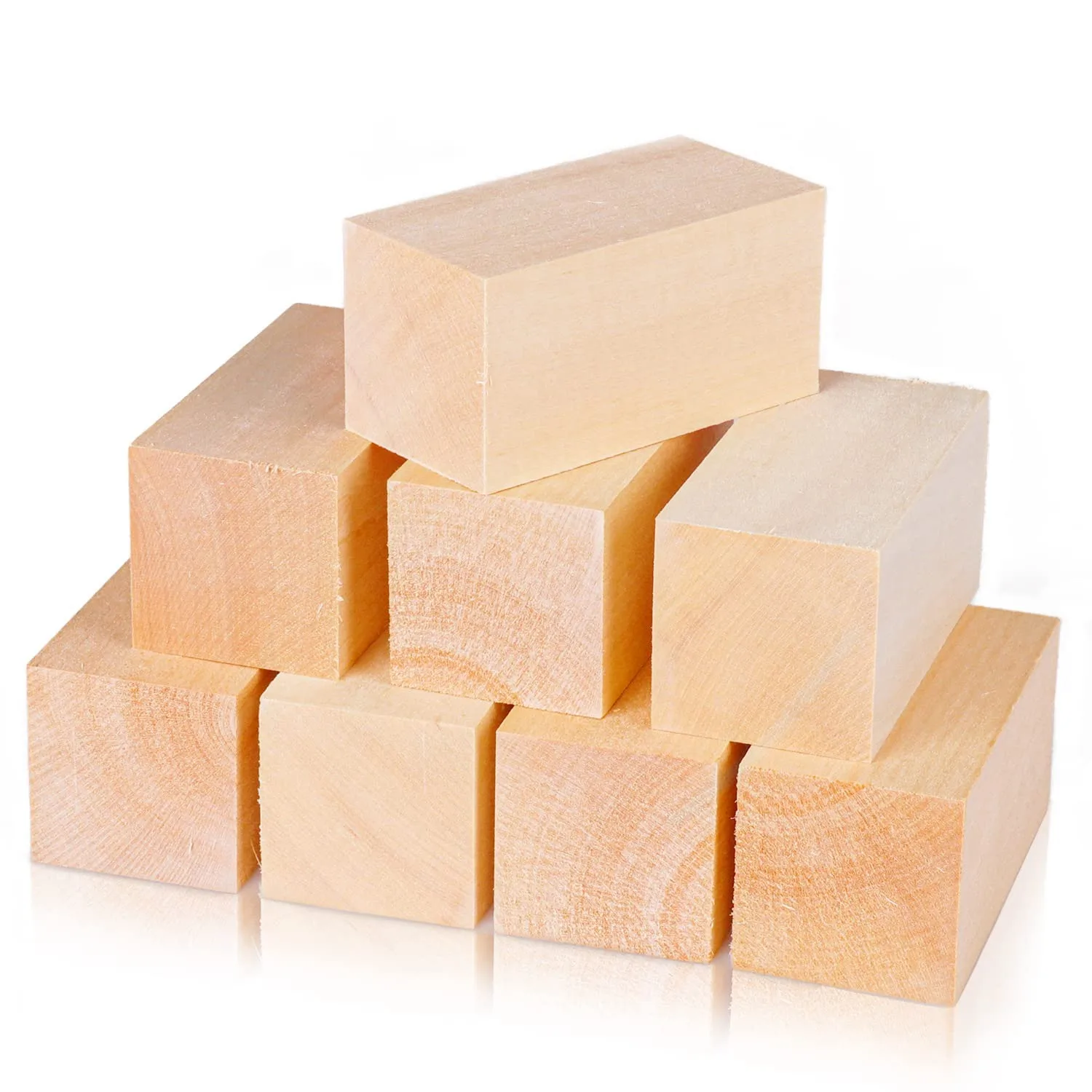 Блокове за рязане от липа с размер 4 x 2 x 2 инча, голям набор от градивни елементи за рязане от дърво за деца, възрастни, начинаещи или експерти - 1