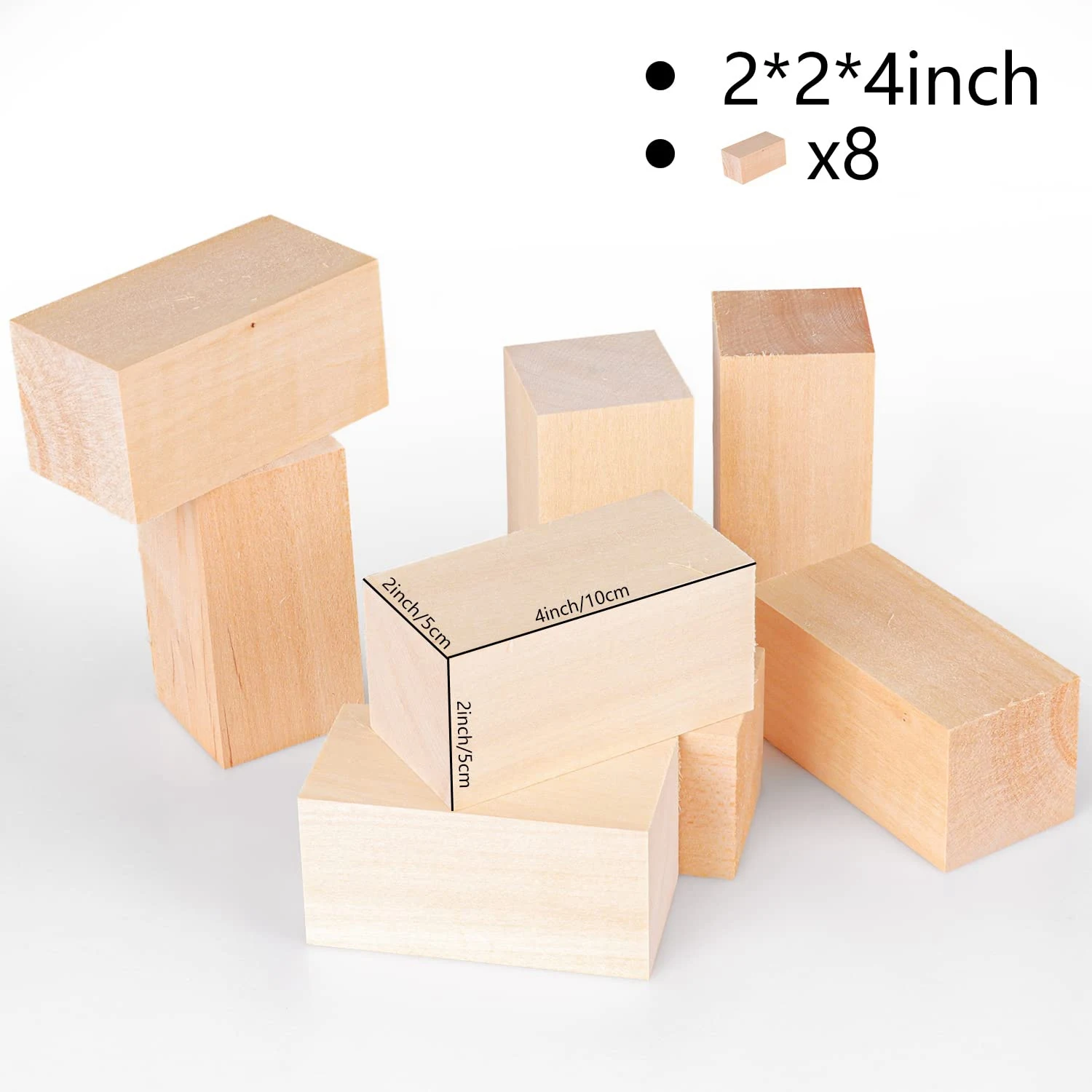 Блокове за рязане от липа с размер 4 x 2 x 2 инча, голям набор от градивни елементи за рязане от дърво за деца, възрастни, начинаещи или експерти - 2