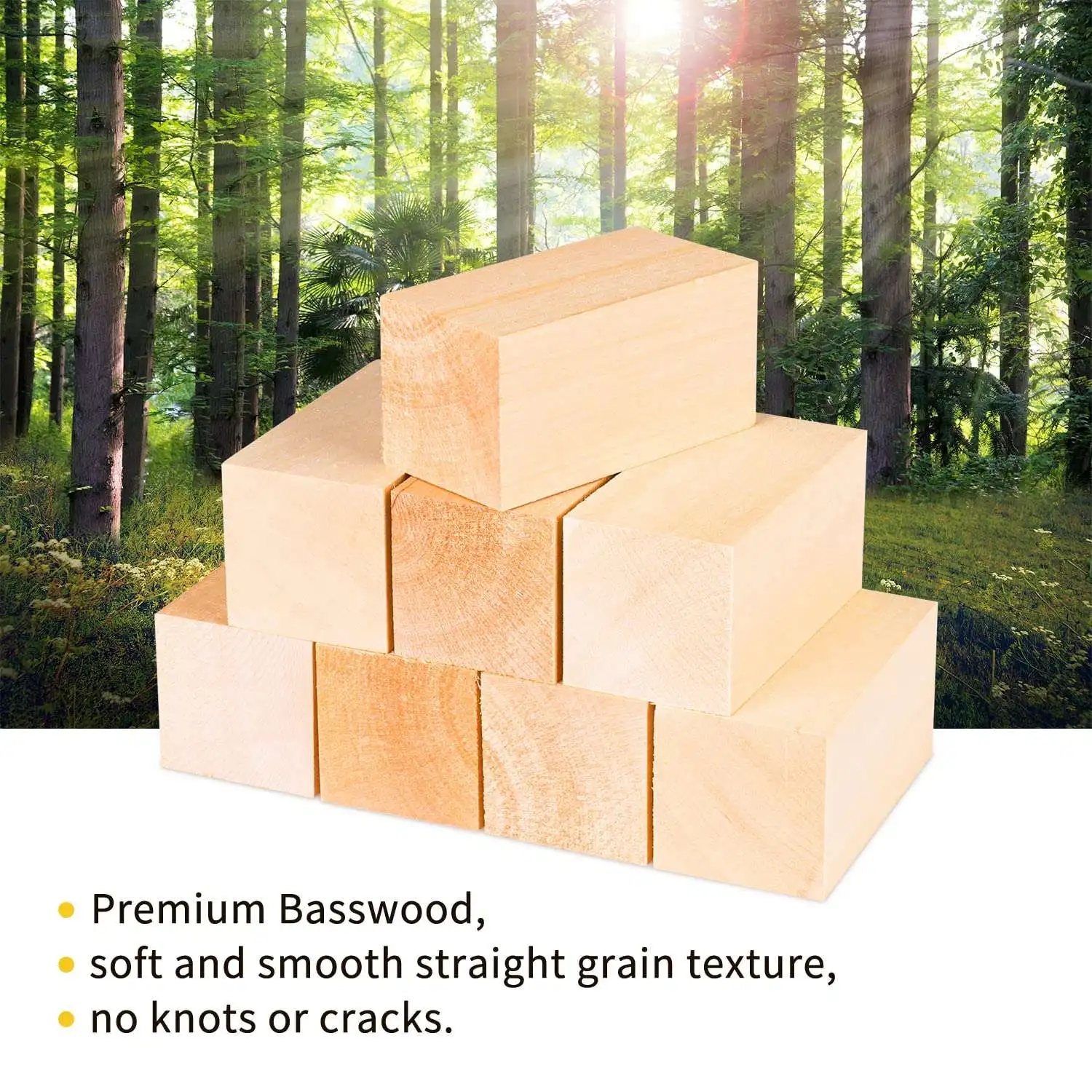 Блокове за рязане от липа с размер 4 x 2 x 2 инча, голям набор от градивни елементи за рязане от дърво за деца, възрастни, начинаещи или експерти - 3