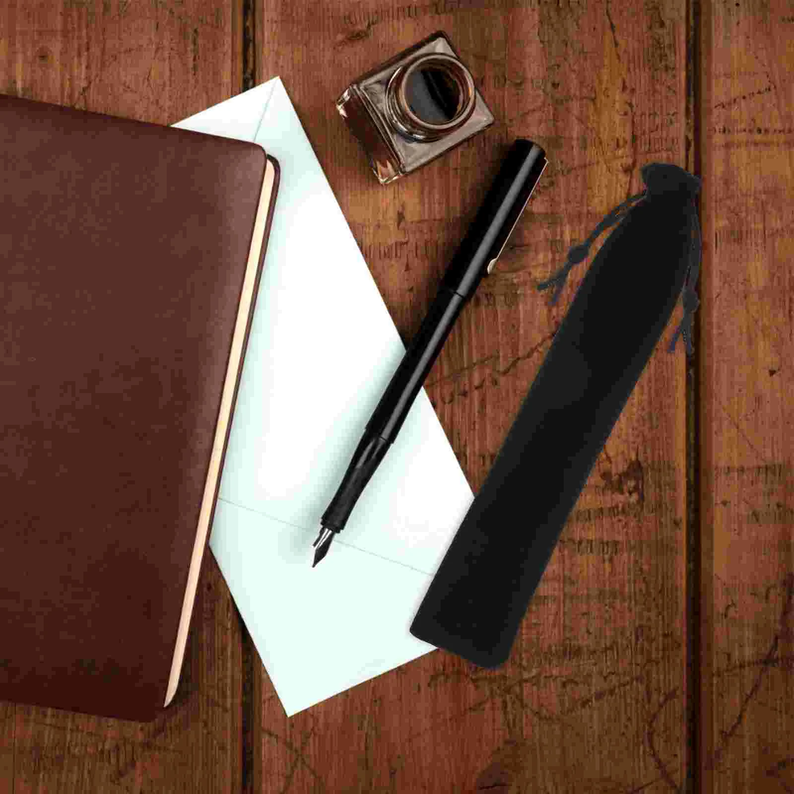 Чанта от съвсем малък джоб за химикалки Притежателя ръкав Калъф за писалки Подарък чанта за моливи Чанта за съхранение на канцеларски материали Кадифе лента за писалки - 1