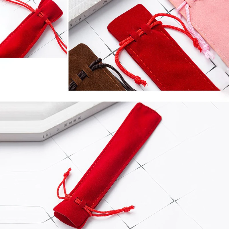 5 бр./компл. Многоцветен двустранен чанта за моливи от сгъсти нежната тъкан, чанта за писалки на съвсем малък, чанта за опаковане на подарък дръжки. - 5