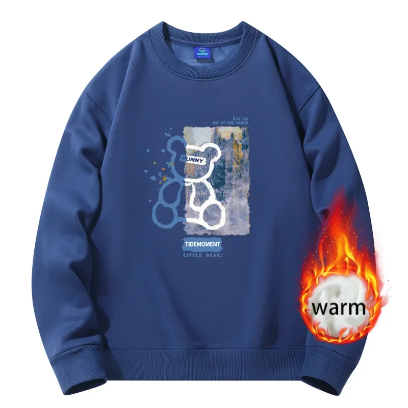 Зимно облекло за мъже Пуловер с кръгло деколте Дизайнерски дрехи, Мъжки графични качулки Памук свободен плюшено топ в стил Харадзюку Новост 2023 година - 3