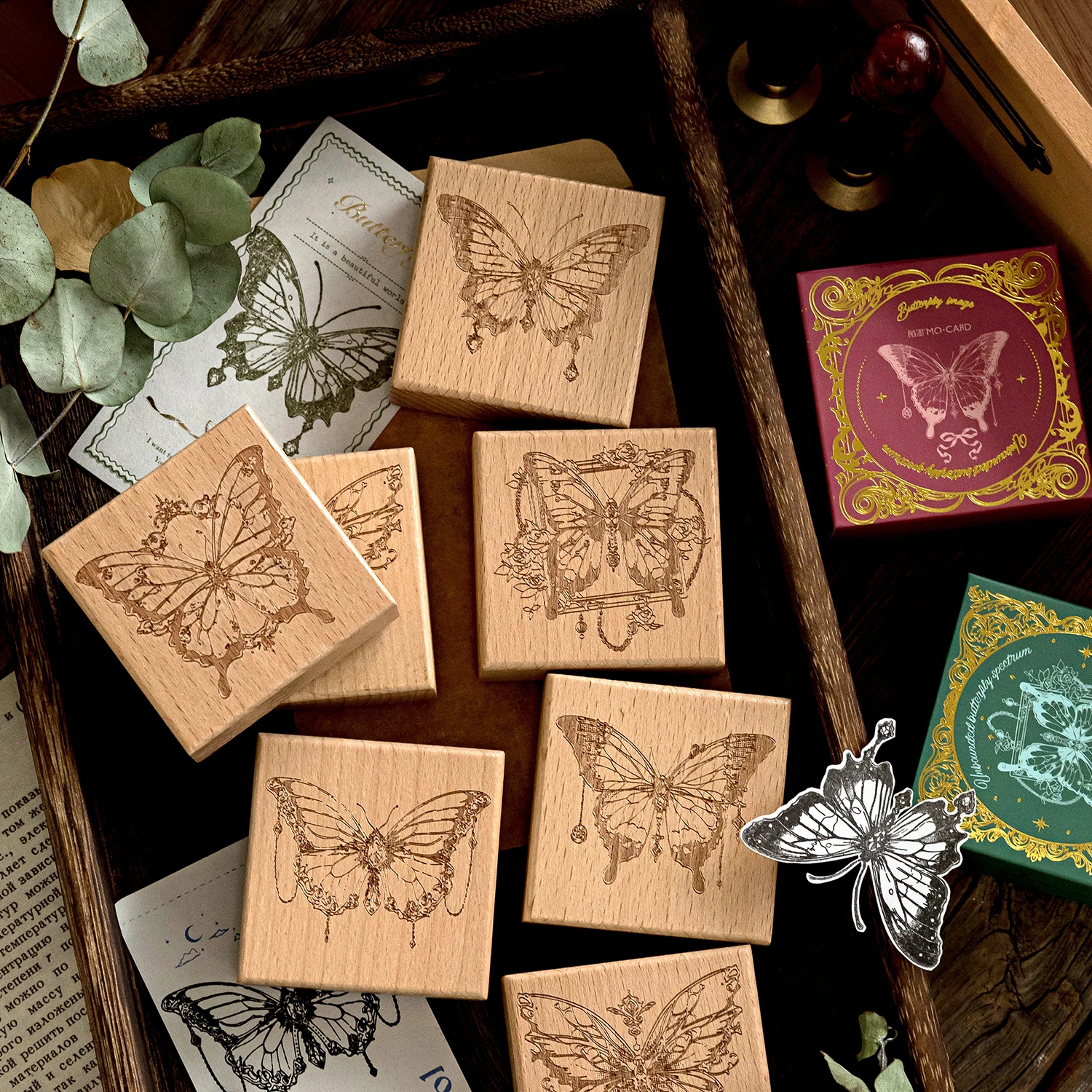Различни дървени гумени печати с изображение на пеперуда, декоративни аксесоари за scrapbooking, естетическо поддържане на списание, художествен план за училище - 1