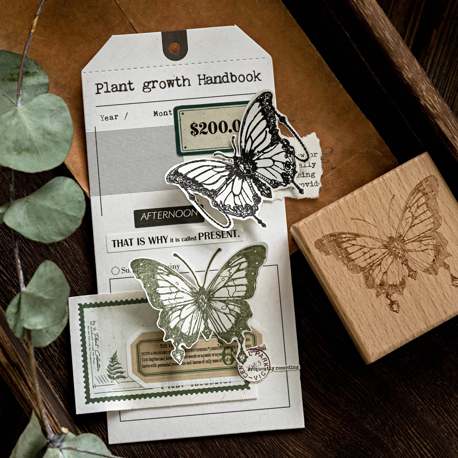 Различни дървени гумени печати с изображение на пеперуда, декоративни аксесоари за scrapbooking, естетическо поддържане на списание, художествен план за училище - 3