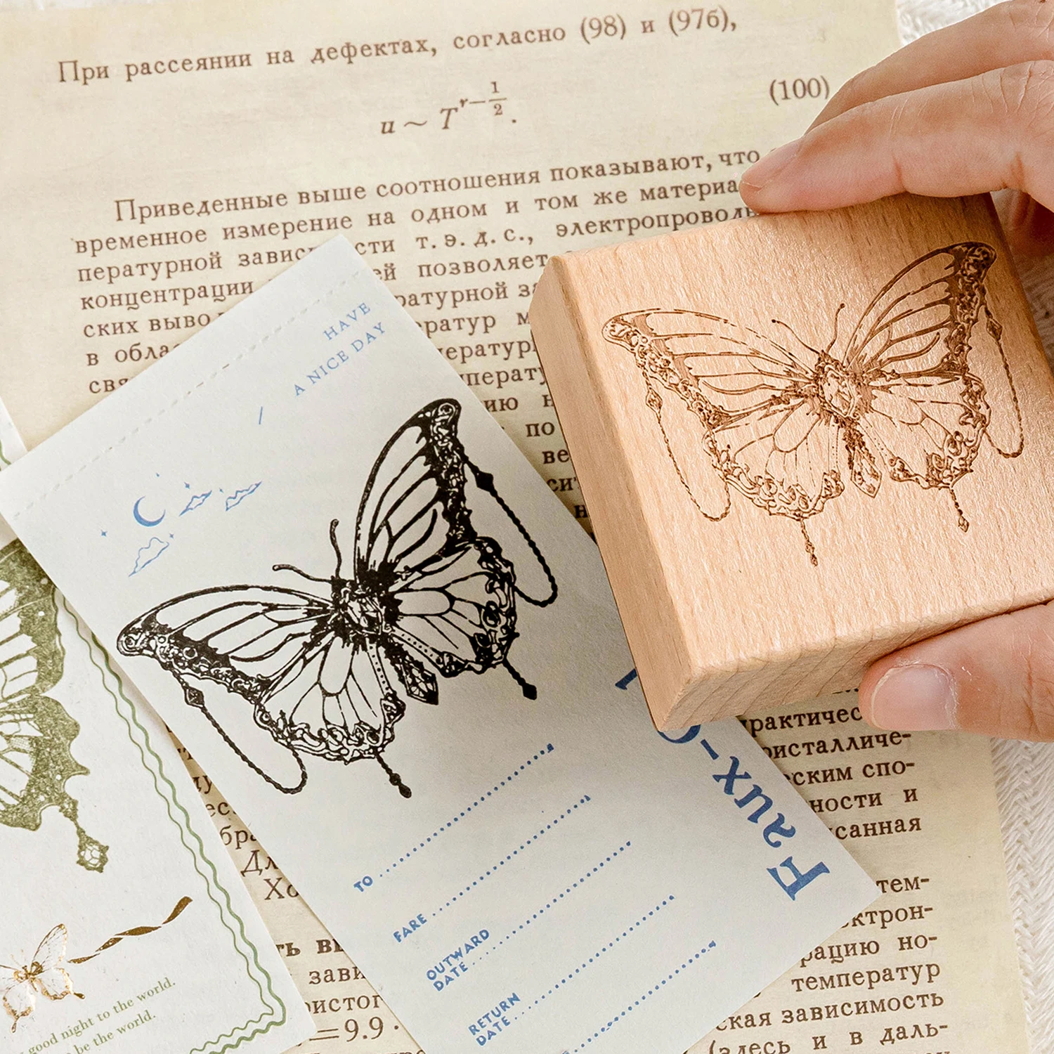 Различни дървени гумени печати с изображение на пеперуда, декоративни аксесоари за scrapbooking, естетическо поддържане на списание, художествен план за училище - 4