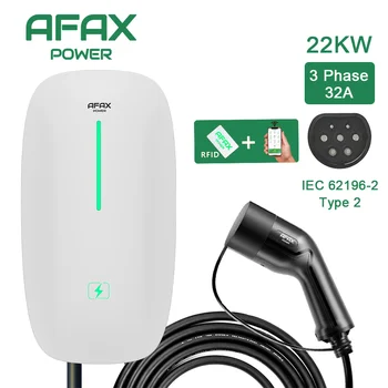 AFAX POWER Wallbox 7kW / 11kW / 22kW Зарядно Устройство ac адаптер за Электромобиля Type2 EN IEC62196 220V 380V EV Зарядни станции 16A 32A с ПРИЛОЖЕНИЕ