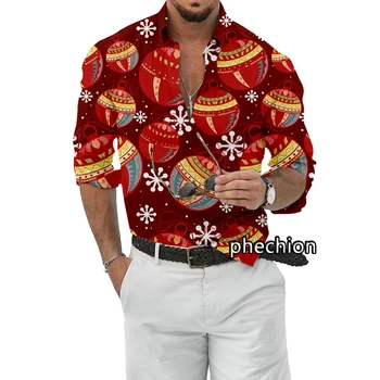 phechion Летни Мъжки Плажни Ризи С Къс Ръкав, Ежедневни Ризи С Коледен Дизайн и 3D Принтом, Големи Размери XS-5XL, Модерни Мъжки Блузи F01