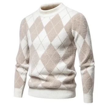 Модните тенденции мъжки пуловер от изкуствено кадифе, меки и удобни Топло вязаный пуловер пуловер