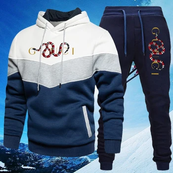 Уличен мъжки спортен костюм за зимни спортове, комплекти ветровок, hoody за бягане + панталони, топъл ски спортен костюм, градинска марка дрехи